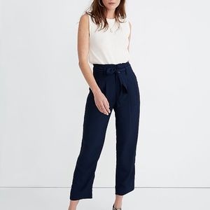 Madewell Navy Drapey Paperbag Pants
